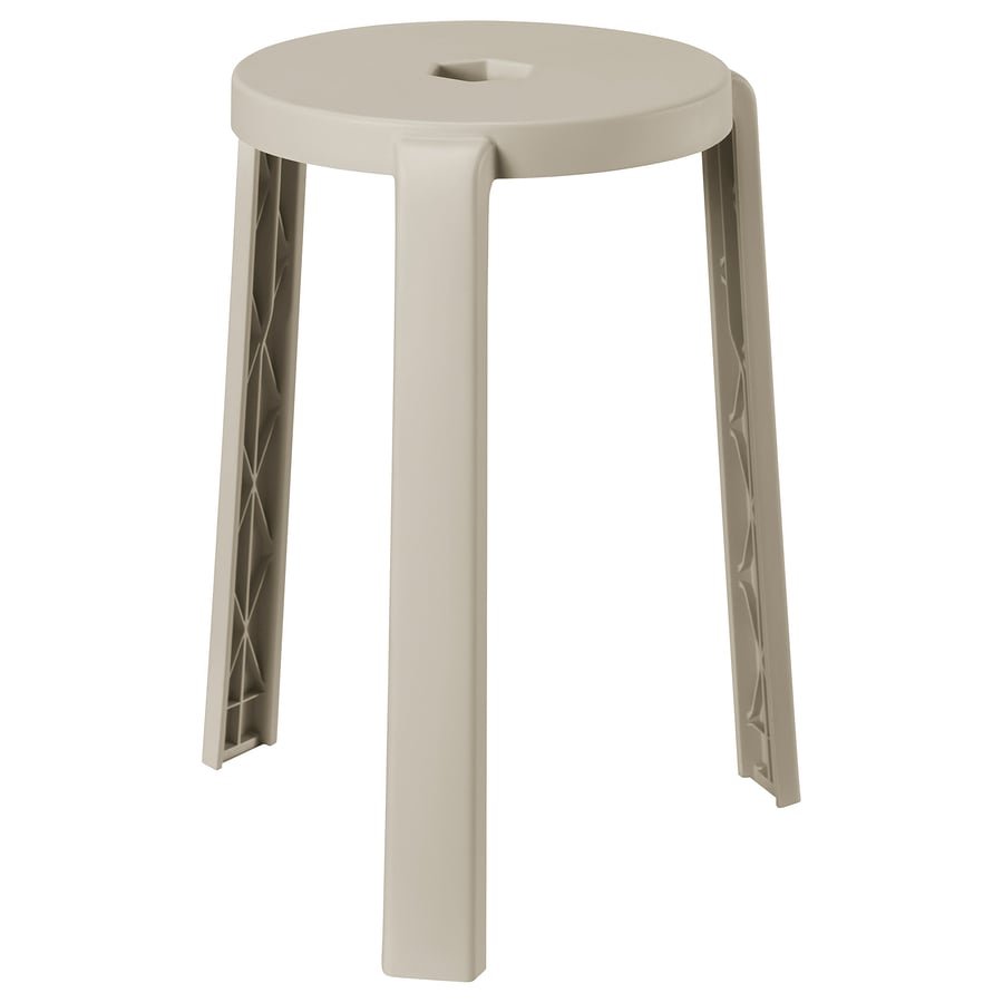 Beige Plastic Utility Stool