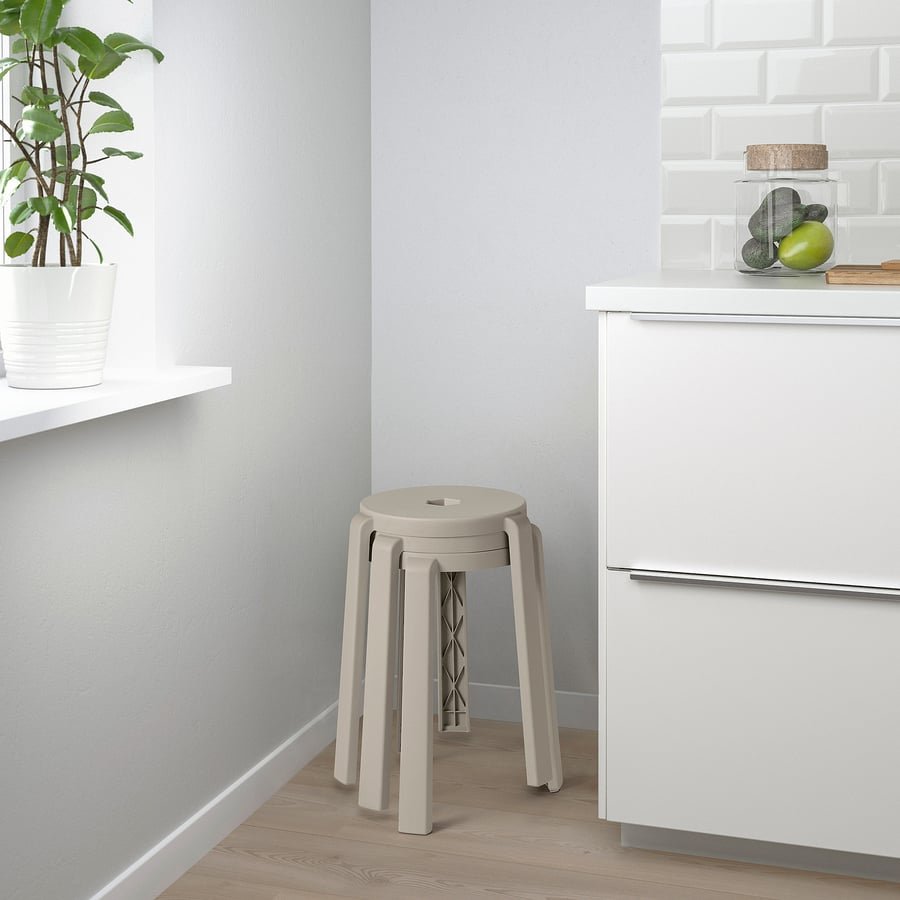 Beige Plastic Utility Stool - Image 2