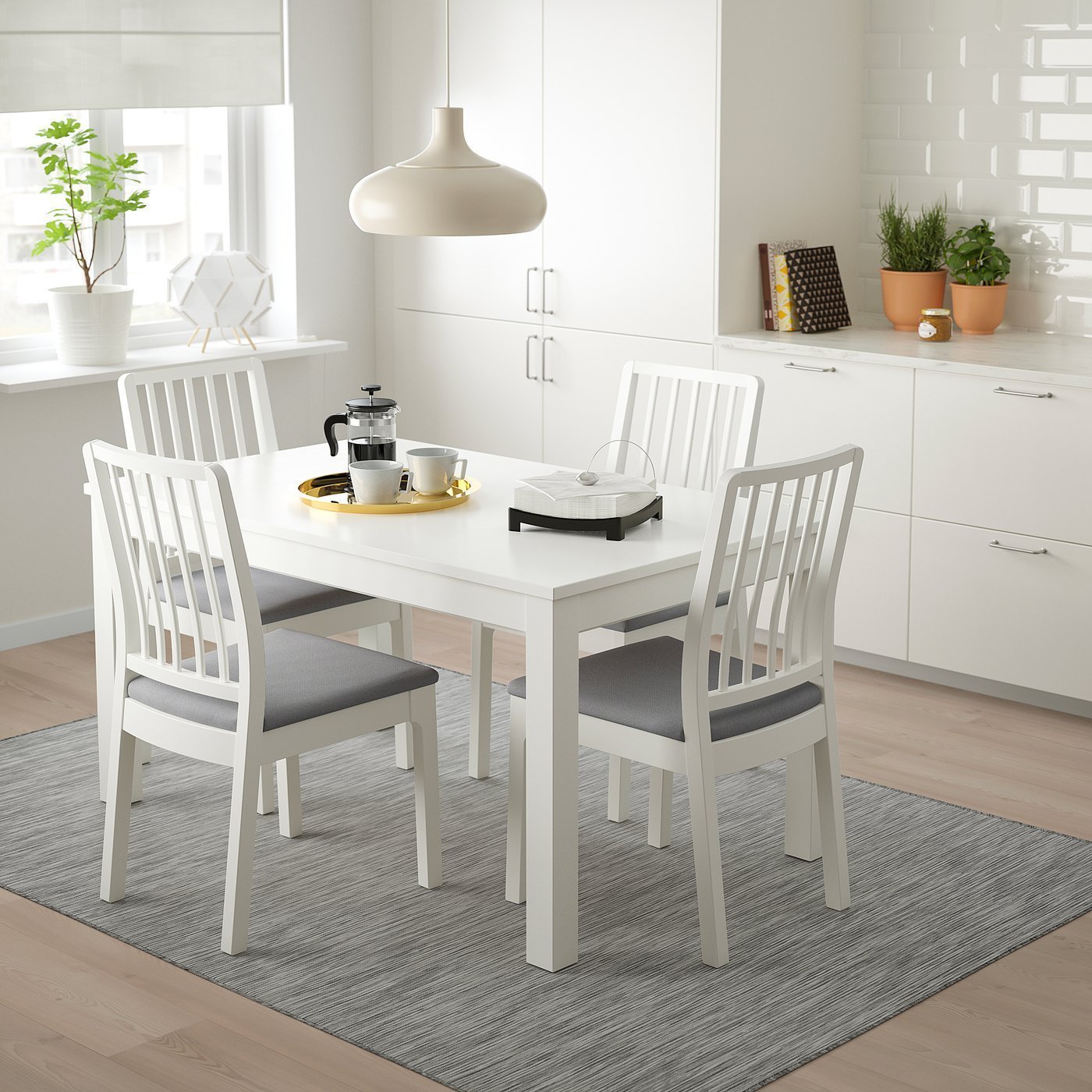 Frostline 4 – Table and 4 chairs, white/white light grey, 130/190x80 cm - Image 2