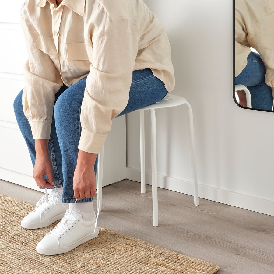 White Round Plastic Stool - Image 2
