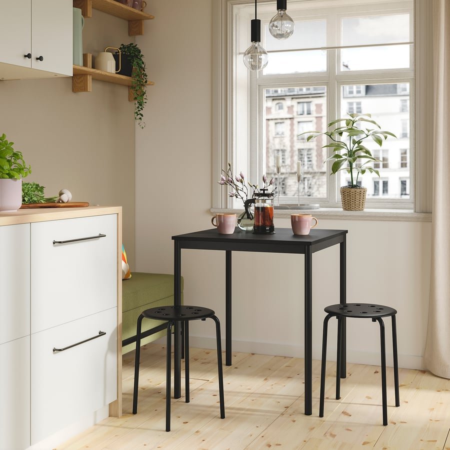 Black Compact Table With Stools - Image 2