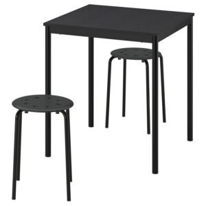 Black Compact Table With Stools