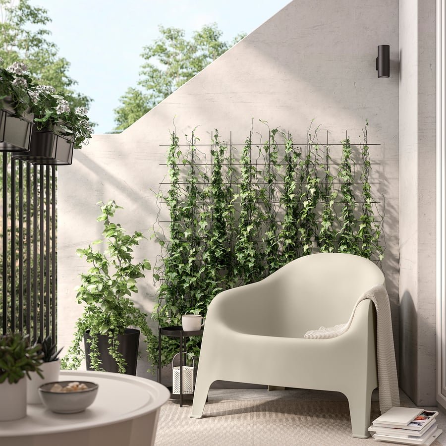 Beige Outdoor Plastic Armchair - Image 2
